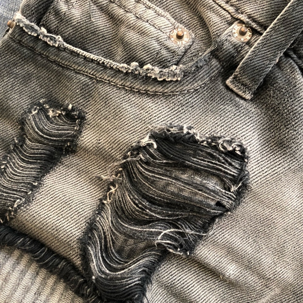 Black distressed denim Carman mini shorts - Picture 6 of 7